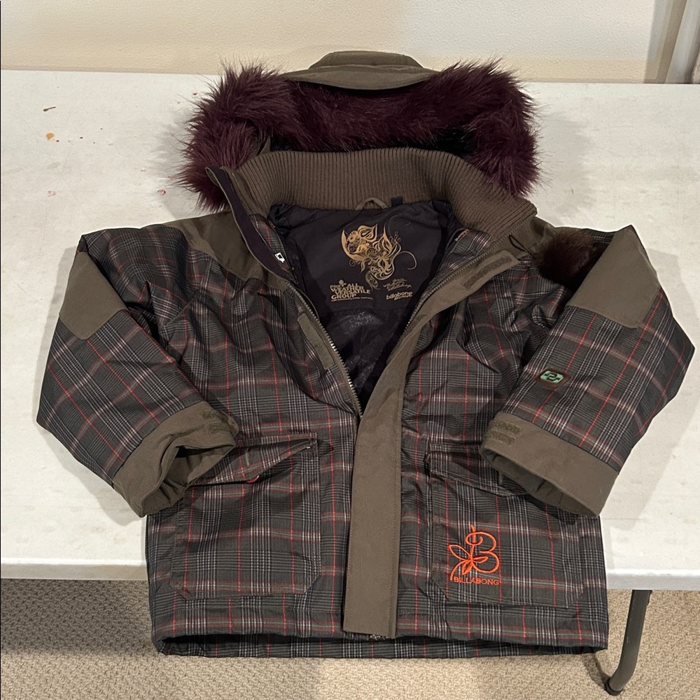 Billabong Army Green and plaid Jacket